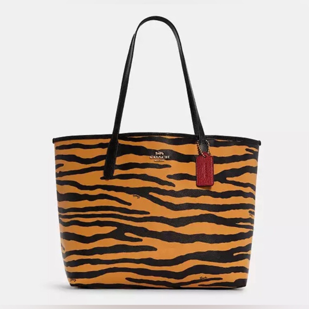 COACH City Tote With Tiger Print